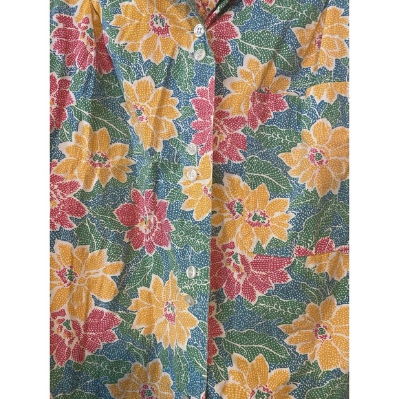 Vintage 90s Hawaiian Island Women's Floral Short Sleeve Button Down Large Retro - Picture 3 of 8